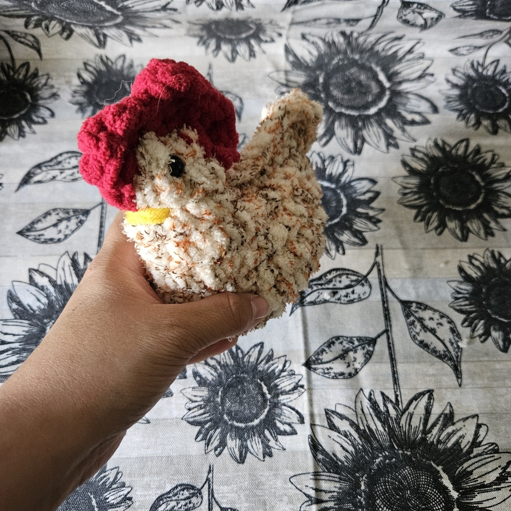 Crochet Orange Rooster Chicken Plushie